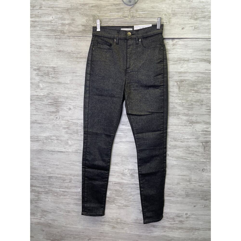 LOFT Pants Womens‎ 25 High Rise Skinny Leg Black With Silver Sheen
